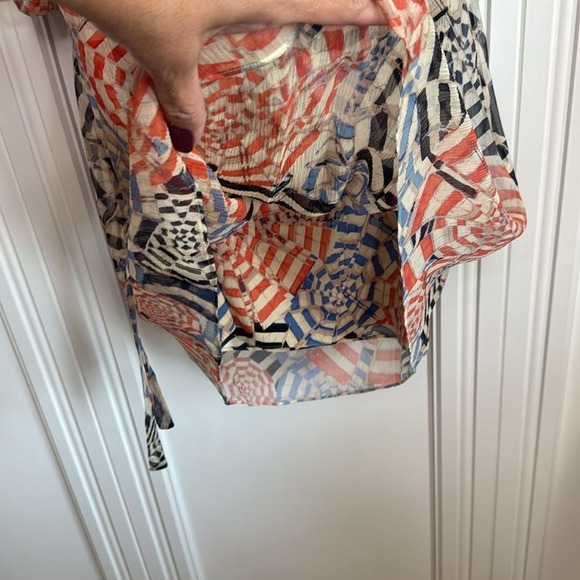 Diane Von Furstenberg Silk Dress Red Cream Blue - Picture 7 of 7